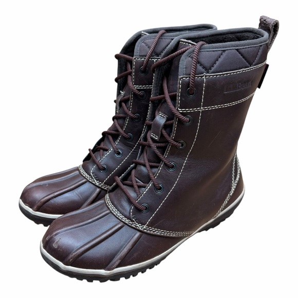 L.L. Bean Shoes - L.L. Bean Men's Brown Lace-Up Rain & Snow Boots